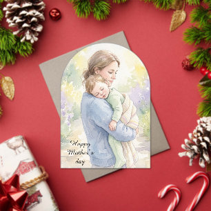 Custom Mother and Baby Watercolor Print Acrylic Invitations
