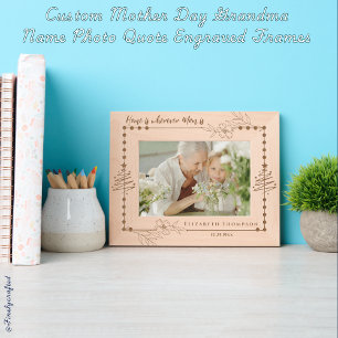 Custom Mother Day Grandma Name Photo Quote Etched Frames