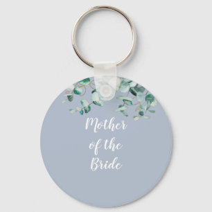 Custom Mother of Bride Groom Dusty Blue Eucalytpus Key Ring