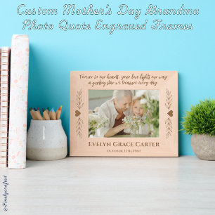 Custom Mother’s Day Grandma Photo Quote  Etched Frames