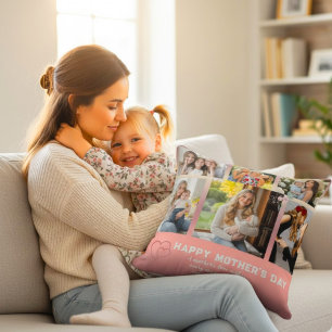 Custom Mother’s Day Photo Collage Throw Pillow