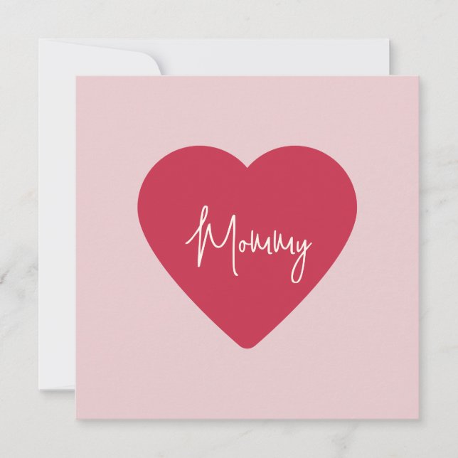Custom Mother’s Day - Soft Pink & Red Heart |  Holiday Card (Front)