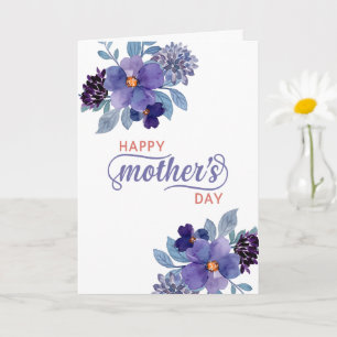 Custom Mother’s Day Watercolor Purple Flowers Card