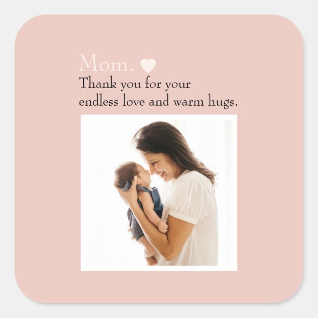 Custom Mother's Day Apron with Photo & Heart Square Sticker (Front)