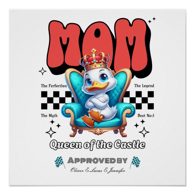 Custom Mothers Day Gift, Cute Mum Duck Poster (Front)