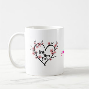 Custom Mother's Day Gift with Floral Heart  Coffee Mug