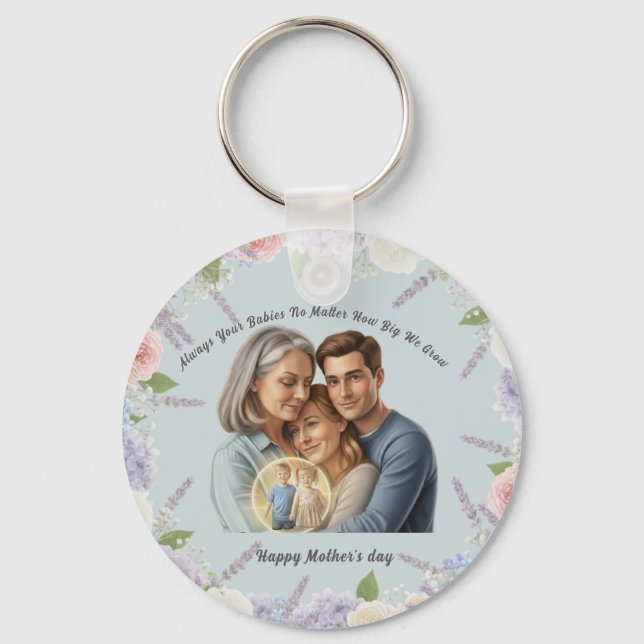 Custom Mother's day photo Always your babies  Key Ring (Front)
