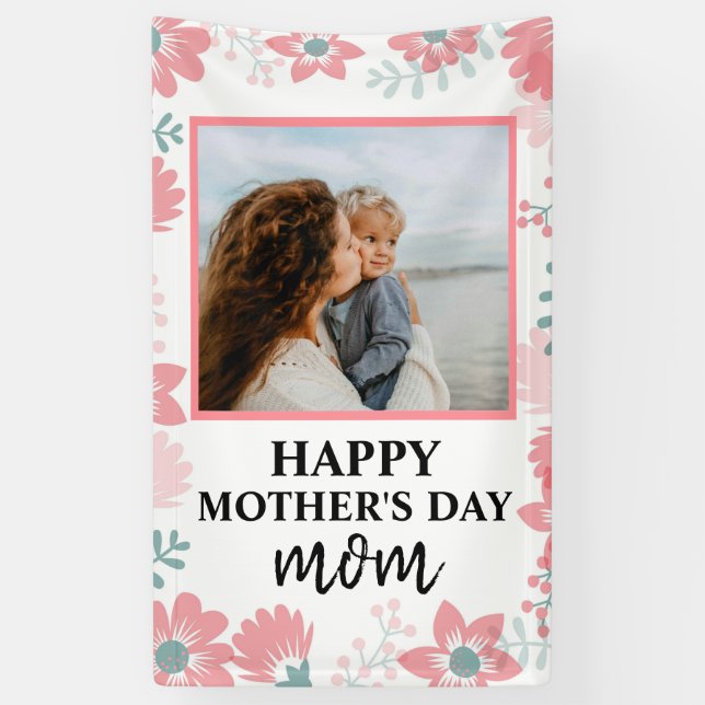 Custom Mothers day red floral women love Banner (Vertical)