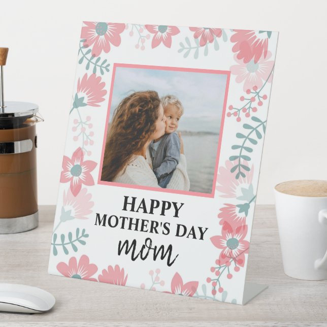 Custom Mothers day red floral women love Pedestal Sign (In SItu)