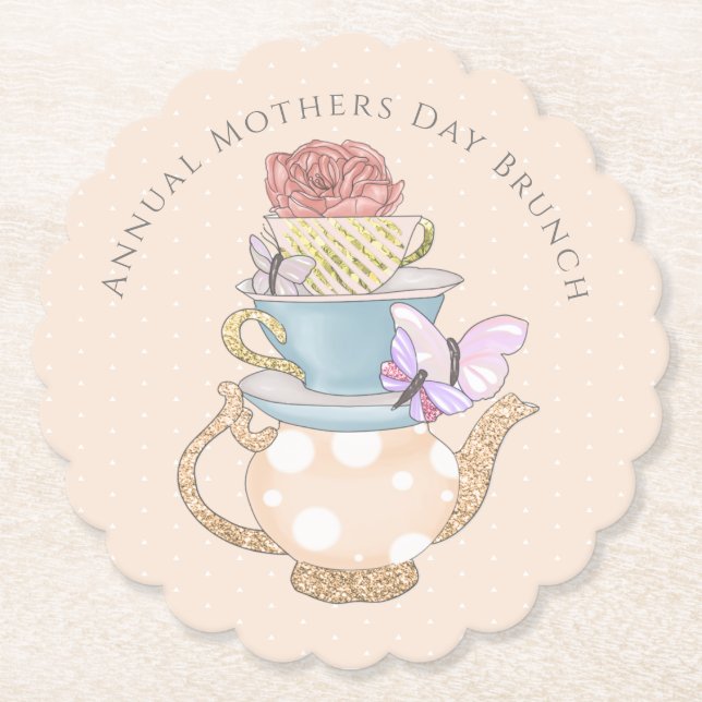 Custom Mother's Day Tea Party Favour Box Napkins Paper Coaster (Front)