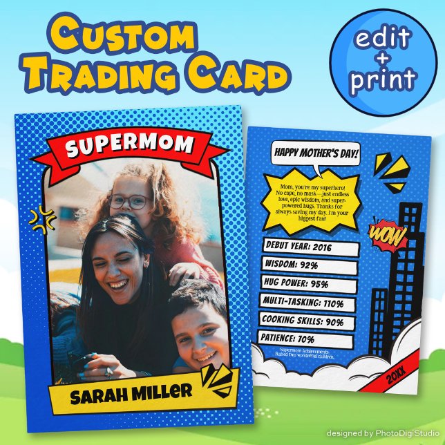 Custom Mothers Day Trading Card Fun Supermom Comic (Custom Mothers Day Trading Card Fun Supermom Comic)