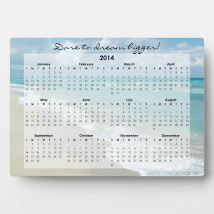 Custom Motivational Beach 2014 Desk Calendar Plaque