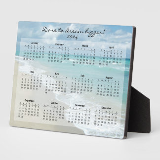 Custom Motivational Beach 2024 Desk Calendar Plaque