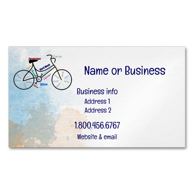 Custom, Motivational Bike, Cycling Sport  Magnetic Business Card (Front)