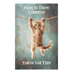 Custom Motivational Funny Hang in There Cat Poster