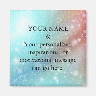 Custom Motivational Message Green Glitter Magnet