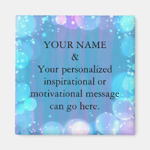 Custom Motivational Message Green Glitter Magnet