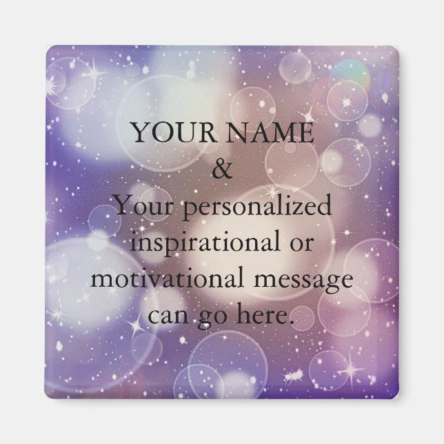 Custom Motivational Message Purple Glitter Magnet (Front)