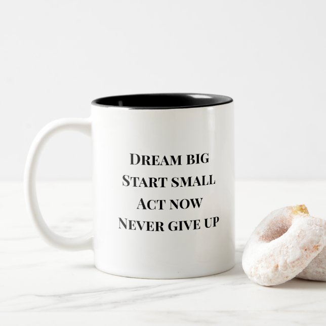 Custom Motivational Quote Canvas Tile  Two-Tone Coffee Mug (With Donut)