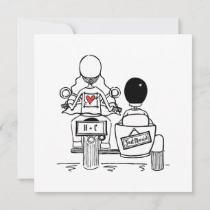 Custom Motorbike and Sidecar Wedding Invitation