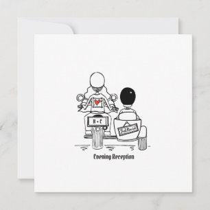 Custom Motorbike and Sidecar Wedding Invitation