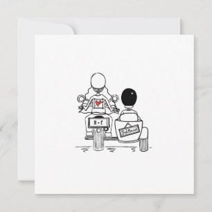 Custom Motorbike and Sidecar Wedding Invitation