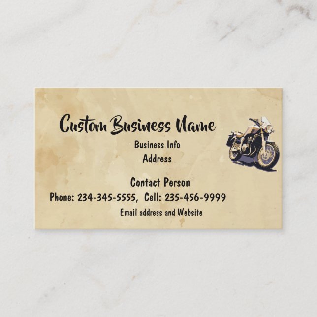 Custom Motorcycle Biking Repair Sales Parts Business Card (Front)
