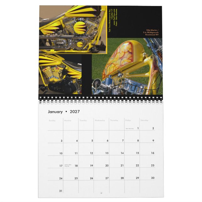 Custom Motorcycle Painting Midi size 12 mon. Calendar (Jan 2027)