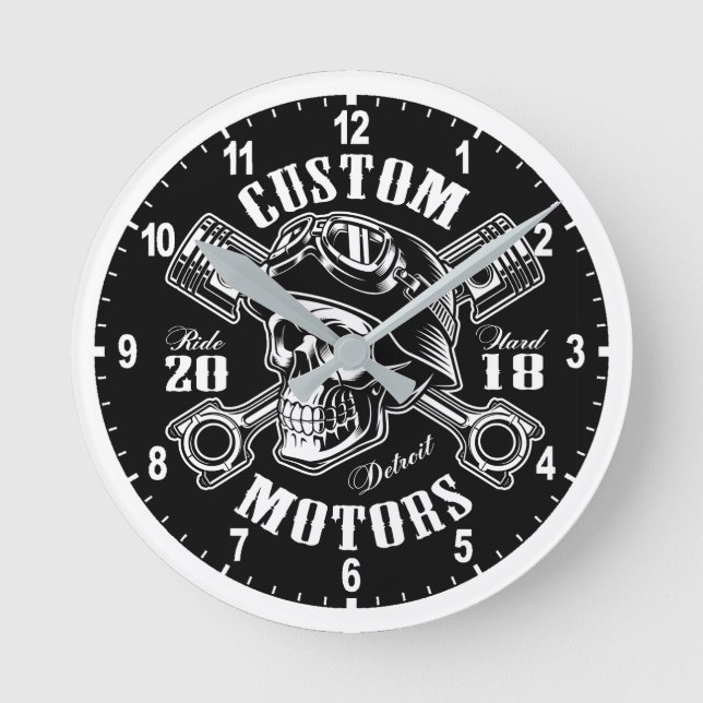 Custom Motorcycles Round Clock (Front)
