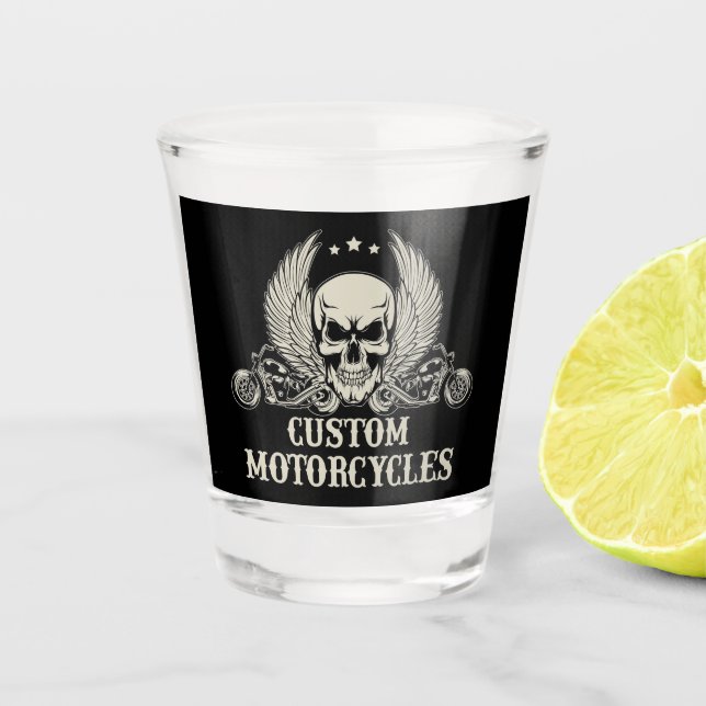 Custom Motorcycles Shot Glass (Front)