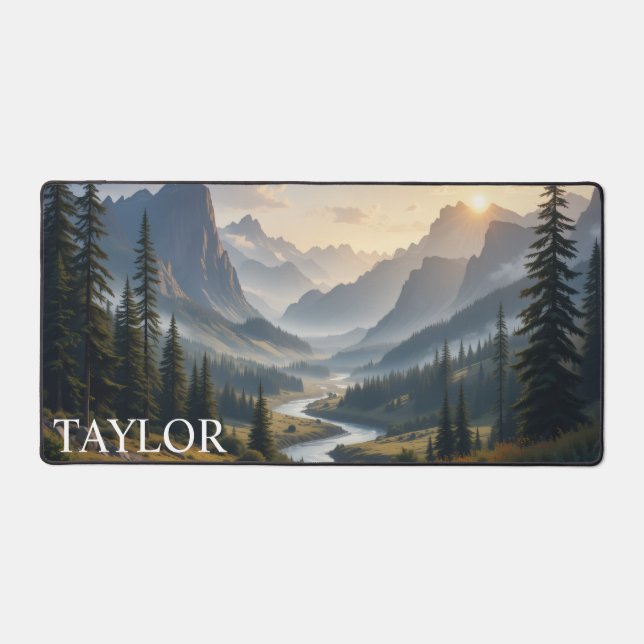 Custom Mountain Desk Mat with Name | Summit Glow M (Front)