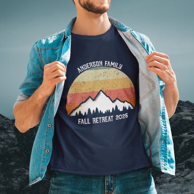 Custom Mountain Sunset Family Reunion Navy Blue T-Shirt (Creator Uploaded)