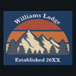 Custom Mountains Sunset Log Cabin Home Blue Faux Canvas Print<br><div class="desc">This awesome sunset over rocky mountains in nature makes a great image for custom wall art in a family log cabin in the woods or forest. Just add your own last name and the year with our personalisation tool plus your established date for your B & B on this cool...</div>