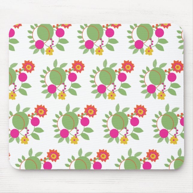 Custom Mouse Hippy Floral Garden Mouse Mat (Front)