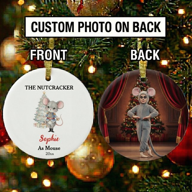 Custom Mouse Nutcracker Photo Christmas Ceramic Tree Decoration (Creator Uploaded)