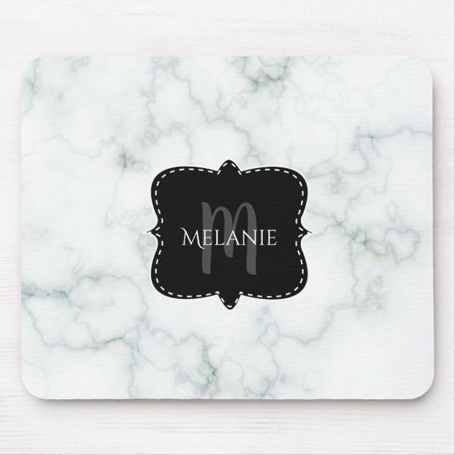 Custom Mouse Pad Marble Monogram Name (Front)