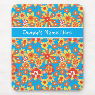 Custom Mousepad; Ditzy Orange Flowers Mouse Mat