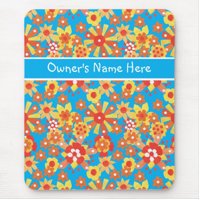 Custom Mousepad; Ditzy Orange Flowers Mouse Mat (Front)