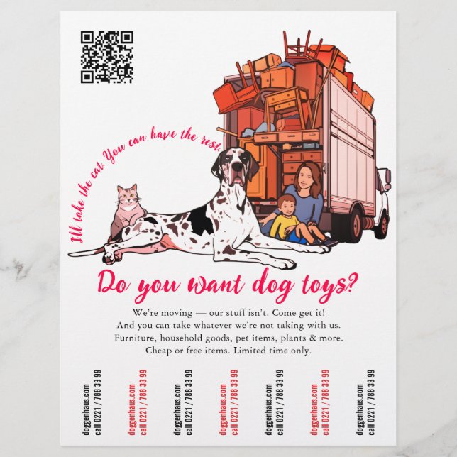 Custom Moving & Clearance Fun Designs with Cat Dog Flyer (Front)