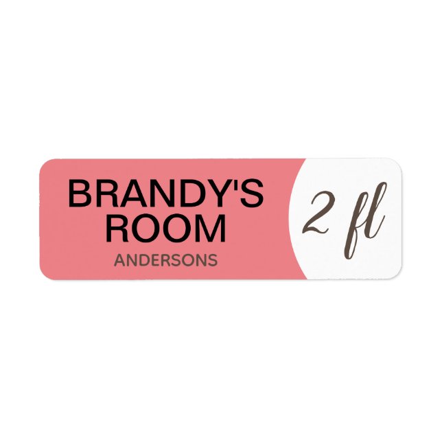 Custom Moving Labels - Pink Bed Room (Front)