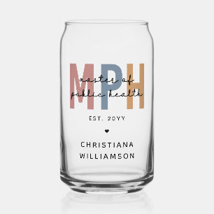Custom MPH Master of Public Health Graduation Can Glass