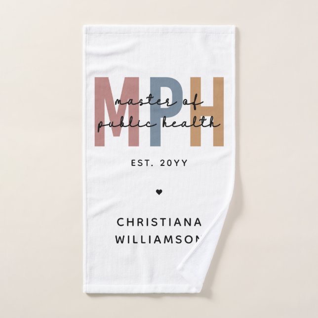 Custom MPH Master of Public Health Graduation Hand Towel (Hand Towel)