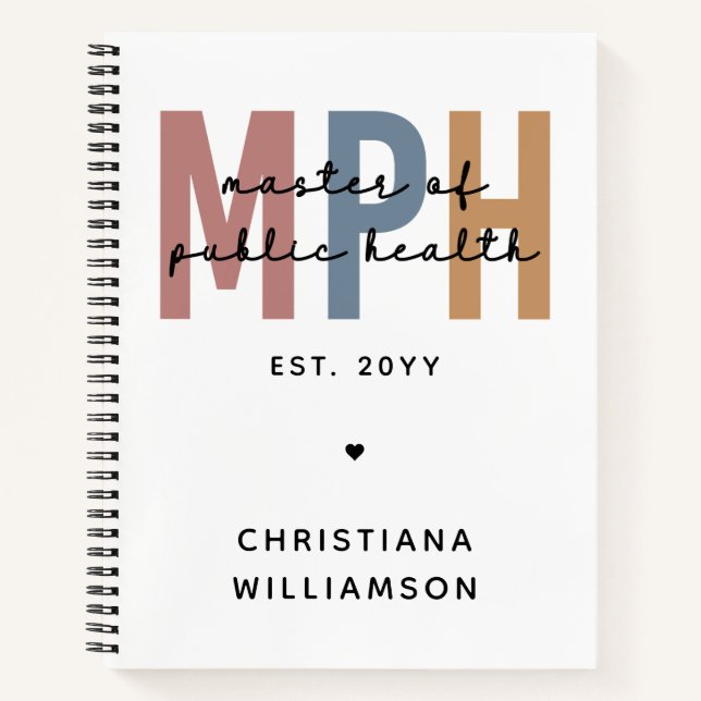 Custom MPH Master of Public Health Graduation Notebook (Front)