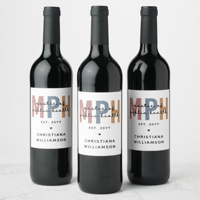 Custom MPH Master of Public Health Graduation Wine Label (Bottles)