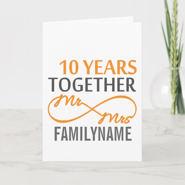 Custom Mr and Mrs 10th Anniversary Card (Front)