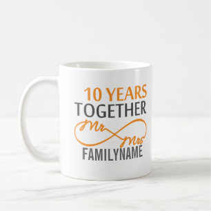 Custom Mr and Mrs 10th Anniversary Coffee Mug
