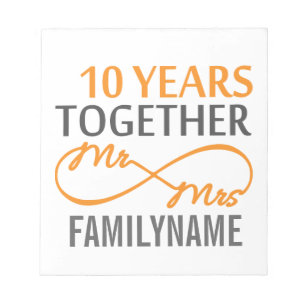 Custom Mr and Mrs 10th Anniversary Notepad
