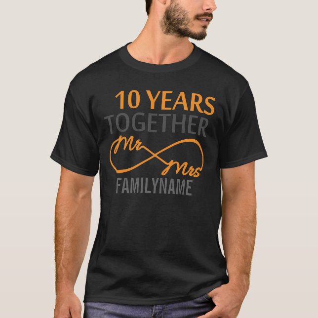 Custom Mr and Mrs 10th Anniversary T-Shirt (Front)
