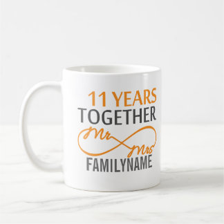 Custom Mr and Mrs 11th Anniversary Coffee Mug