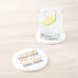 Custom Mr and Mrs 12th Anniversary Coaster
